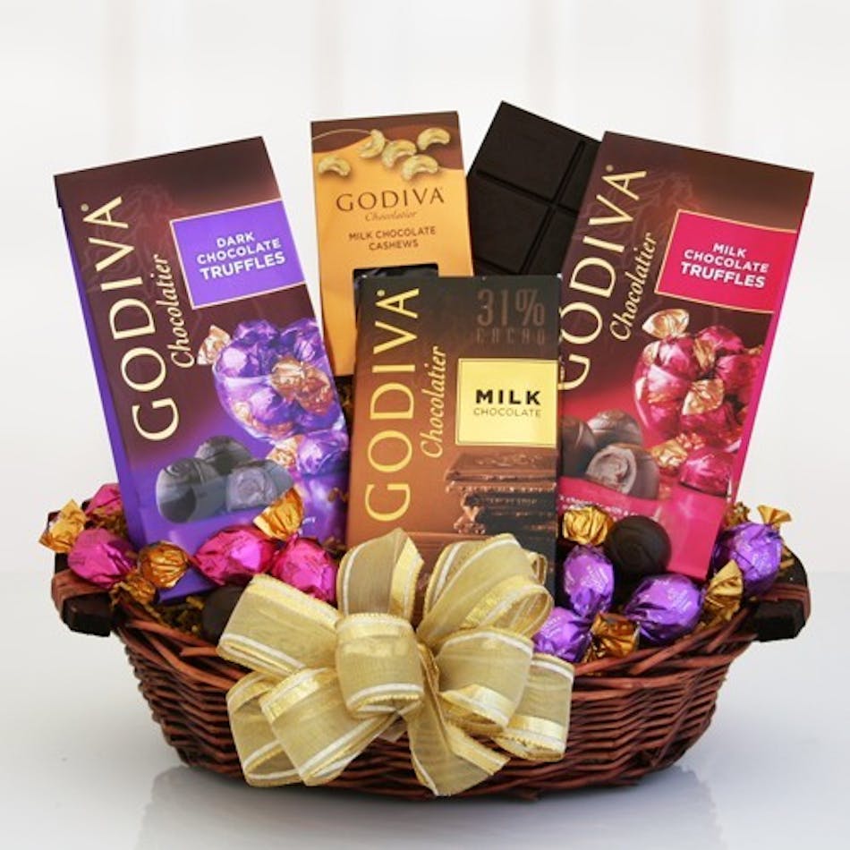 Godiva Sampler Basket Gift Basket, Carithers Flowers, USA Delivery