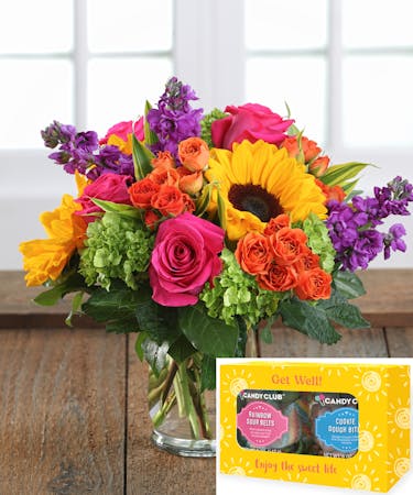 Get Well Flowers & Candy Club Gift Set