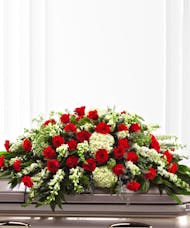 Red and White Sincerity Garden Casket Cover