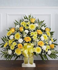 Heartfelt Sympathy Basket in Yellow & White