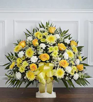 Heartfelt Sympathy Basket in Yellow & White