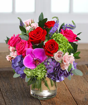 The Love Note Bouquet featuring hydrangea and roses