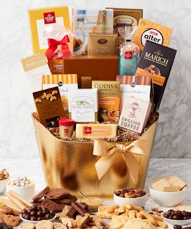 Golden Holiday Gourmet Gift Basket - National Delivery