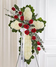 Sympathy Floral Cross with Red Roses