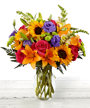 Best Day Bouquet featuring sunflowers, lilies and roses by Carithers ...