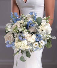Bridal Bouquet - Blue and White Loose Garden Style