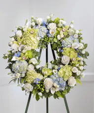 Blue & White Garden Sympathy Wreath - Luxury Collection