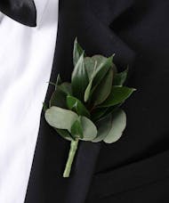 Mixed Greenery Boutonniere - Italian Ruscus and Silver Dollar Eucalyptus
