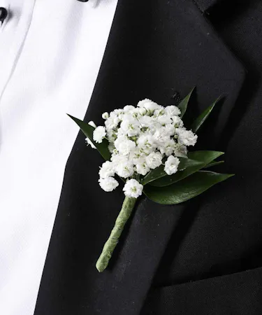 Babies Breath Boutonniere