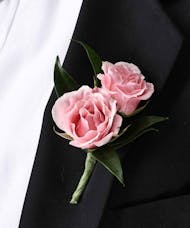Double Pink Spray Rose Boutonniere