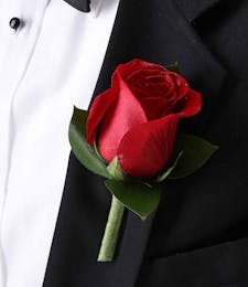 Classic Red Rose Boutonniere