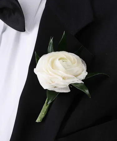 White Ranunculus Boutonniere