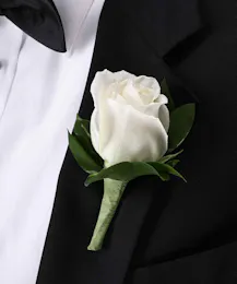 Classic White Rose Boutonniere