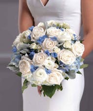 Bridal Bouquet - Blue and White Classic Pave Bouquet