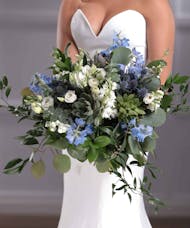 Bridal Bouquet - Blue and White Boho Style