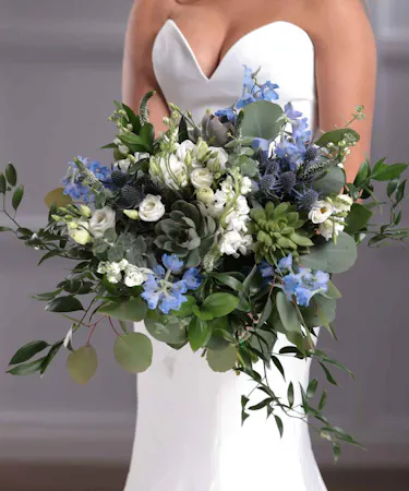 Bridal Bouquet - blue and white boho style bouquet