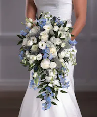 Bridal Bouquet - Blue & White Teardrop Cascade