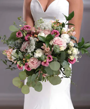 Pink and White Boho Style Bridal Bouquet