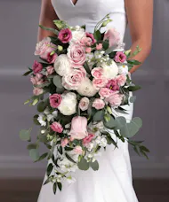 Bridal Bouquet - Elegant Pink and White Teardrop Cascade