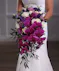 Purple and White Cascade Bridal Bouquet
