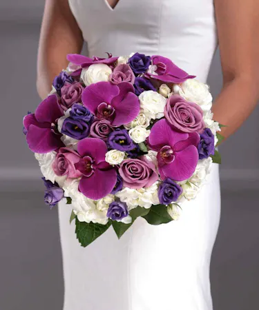 Purple and White Bridal Nosegay of Orchids and roses