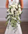 Bridal Cascade Bouquet of White Roses and Hydrangea