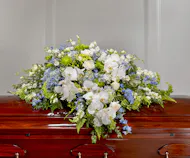 Blue & White Garden Casket Cover