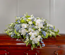 Blue & White Garden Casket Cover