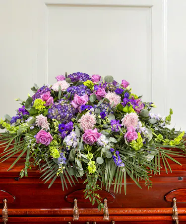 Purple and Lavender Garden Sympathy Casket Spray