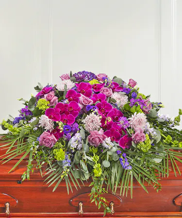 Purple and Lavender Garden Sympathy Casket Spray
