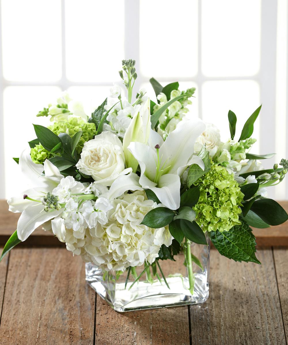 Comfort & Blessings All White Sympathy Arrangement, Carithers Flowers