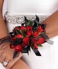 Red Sweetheart Rose Corsage with wristlet