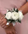 White ranunculus wrist corsage