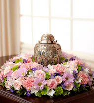 Pink Floral Tabletop Cremation Wreath