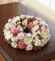 Pink & White Tabletop Cremation Wreath