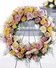 Elegant Pastel Roses Standing Wreath