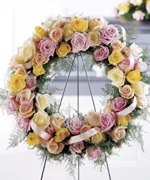 Elegant Pastel Roses Standing Wreath