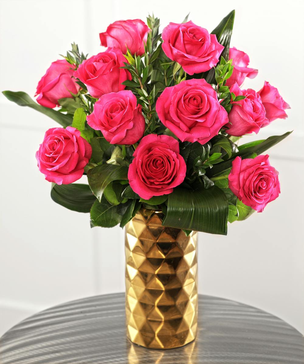Hot Pink Dozen Roses Voted Best Roses in Atlanta with same day delivery