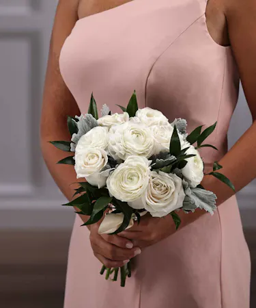 Nosegay White Loose Pave Bouquet  with Ranunculus