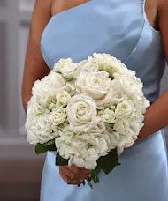 Bridesmaid Classic White Roses & Hydrangea Bouquet