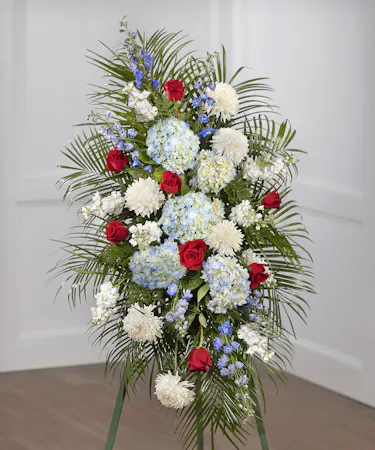 Patriot Garden Sympathy Spray on Standing Easel