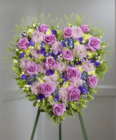 Elegant Purple & Lavender Floral Heart on a standing easel