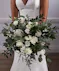 Bridal Bouquet - white boho bouquet of roses, stock, lisianthus, ranunculus, and eucalyptus