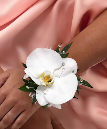 White Phalaenopsis Orchid Wrist Corsage