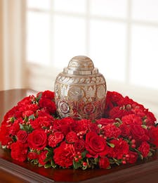 The Cremation Table Wreath in Red