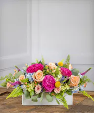 Pastel Garden Table Centerpiece - Long & Low Design Style