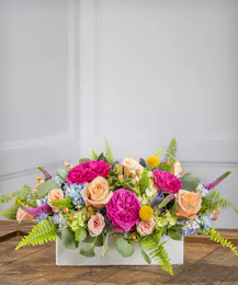 Pastel Garden Table Centerpiece - Long & Low Design Style