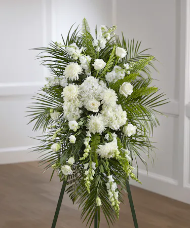 Sympathy Standing Floral Spray of White Garden  Flowers