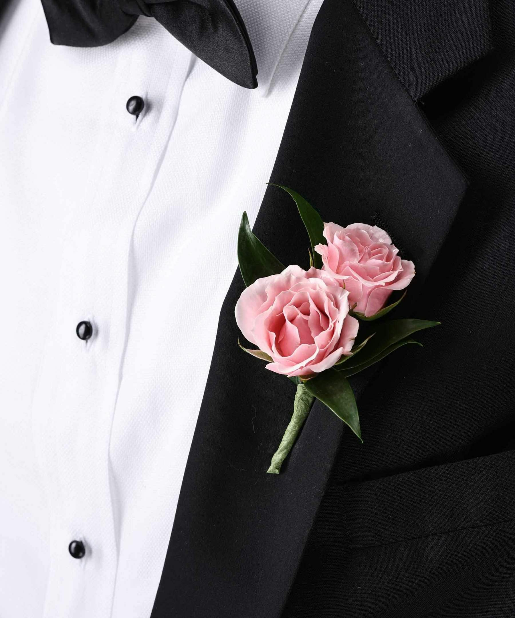 Double Pink Spray Rose Boutonniere for events, prom, dances, Carithers